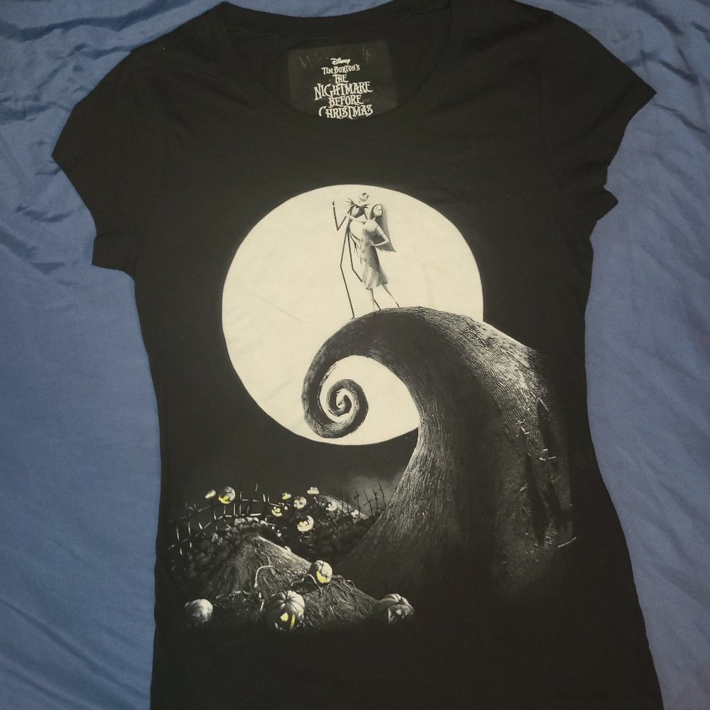 Tim Burton's The Nightmare Before Christmas Jack and Sally T-shirt Jr Sz Med